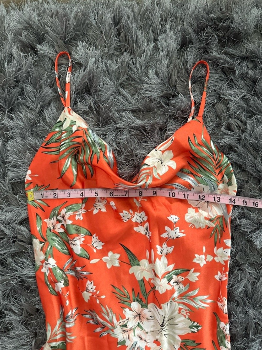 Paper Heart Orange Tropical Floral Satin Cowl Maxi Dress - Small - Picture 8 of 8
